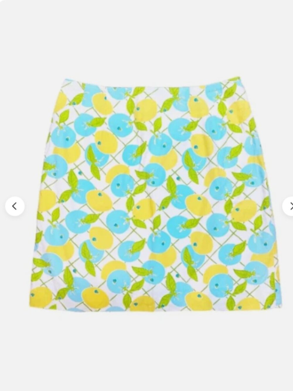 Lilly Pulitzer Vintage White Tag Citron YellowBlue Mini Skort Bow Accent sz4